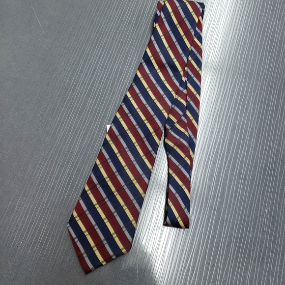 Hanover St. Men's Blue & Burgundy Diagonal Striped Silk Necktie - Picture 4 of 4